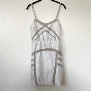 Silence + Noise Urban Outfitters Silver & Taupe Metallic Mini Party Dress